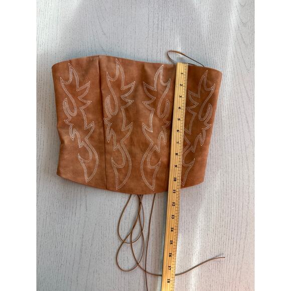 Tic Toc Western Boot Stitch Corset Crop Tube Top Cowgirl Country Cuntry - Picture 2 of 6